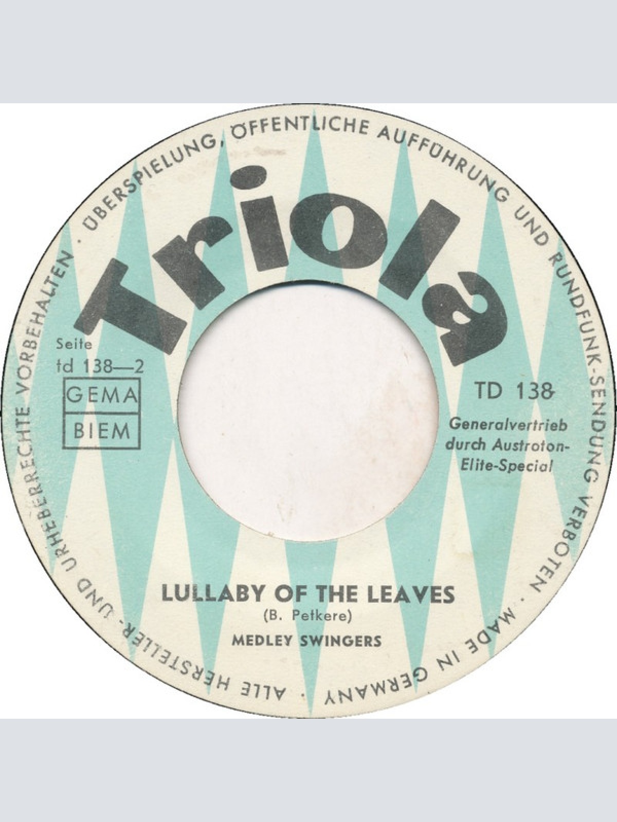 Vinyl / Medley Swingers - Tiger Milk / Lullaby Of The Leaves