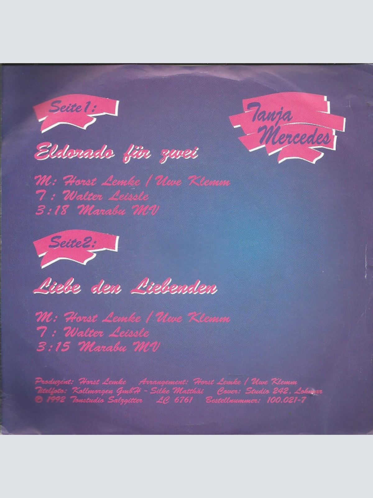 Vinyl / Tanja Mercedes - Eldorado Für Zwei