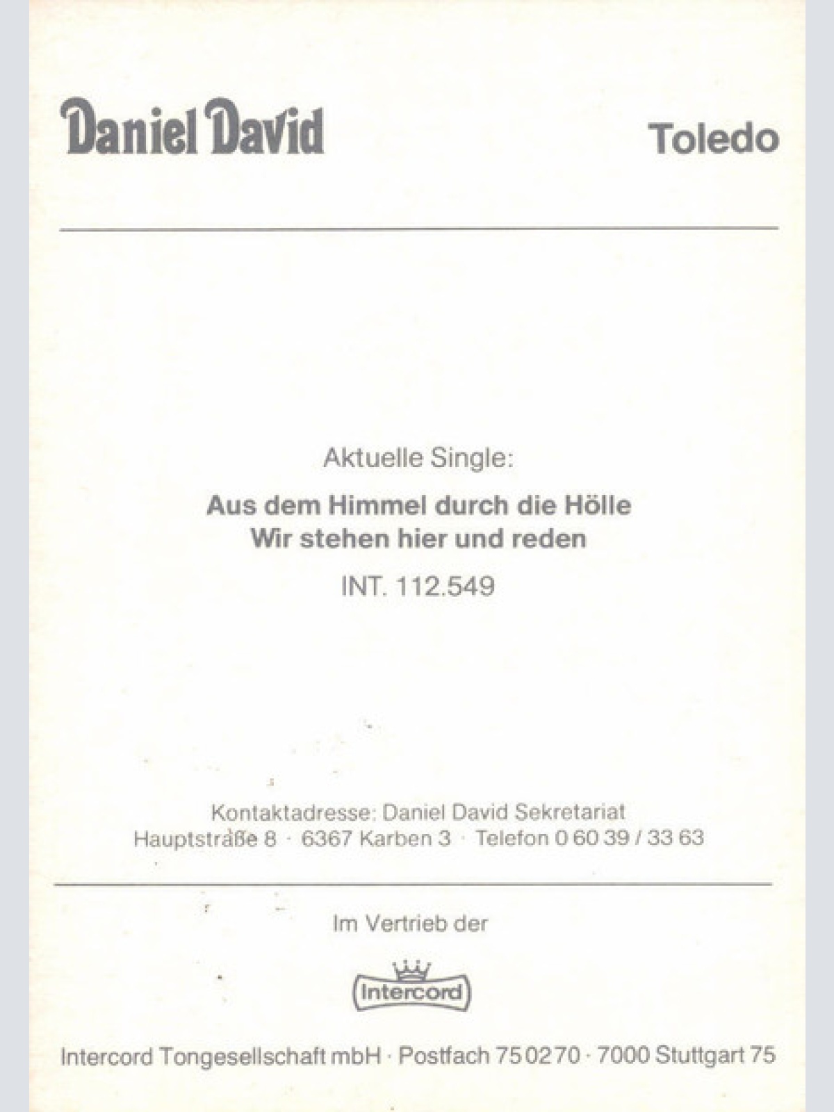 Vinyl / Daniel David (2) - Aus Dem Himmel Durch Die Hölle