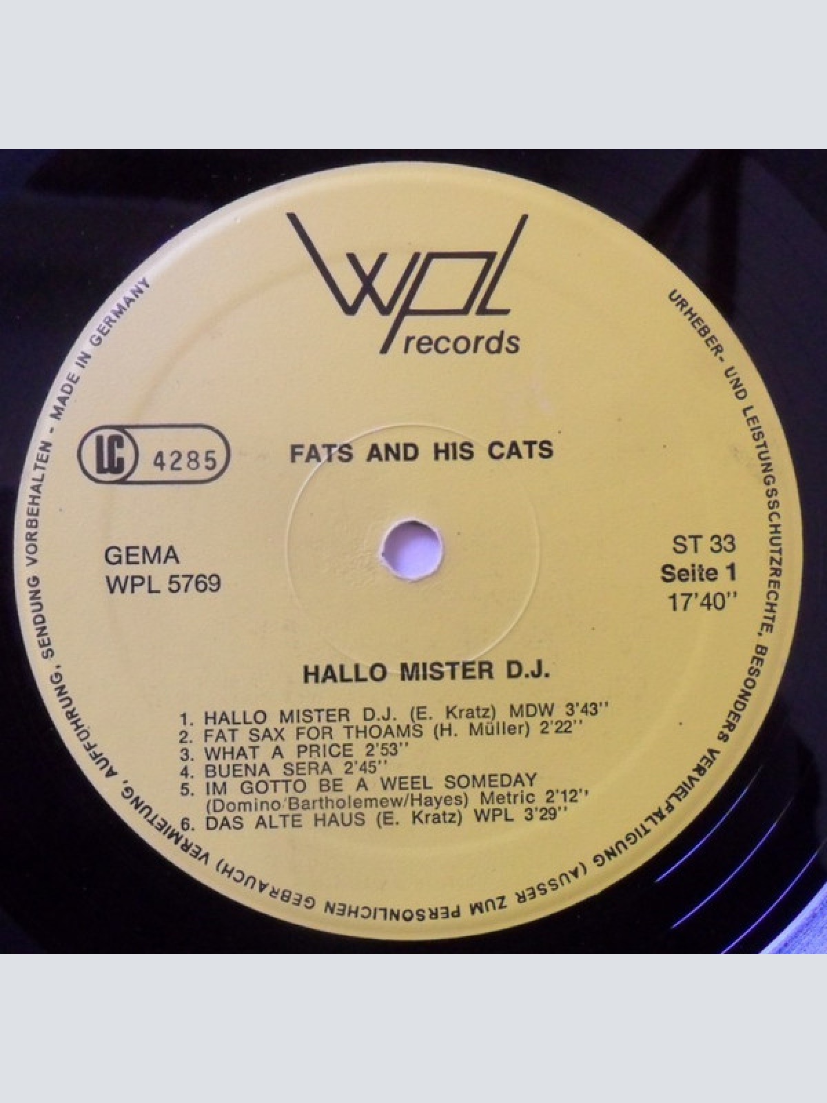 Vinyl / Fats And His Cats - Hallo Mister D.J.