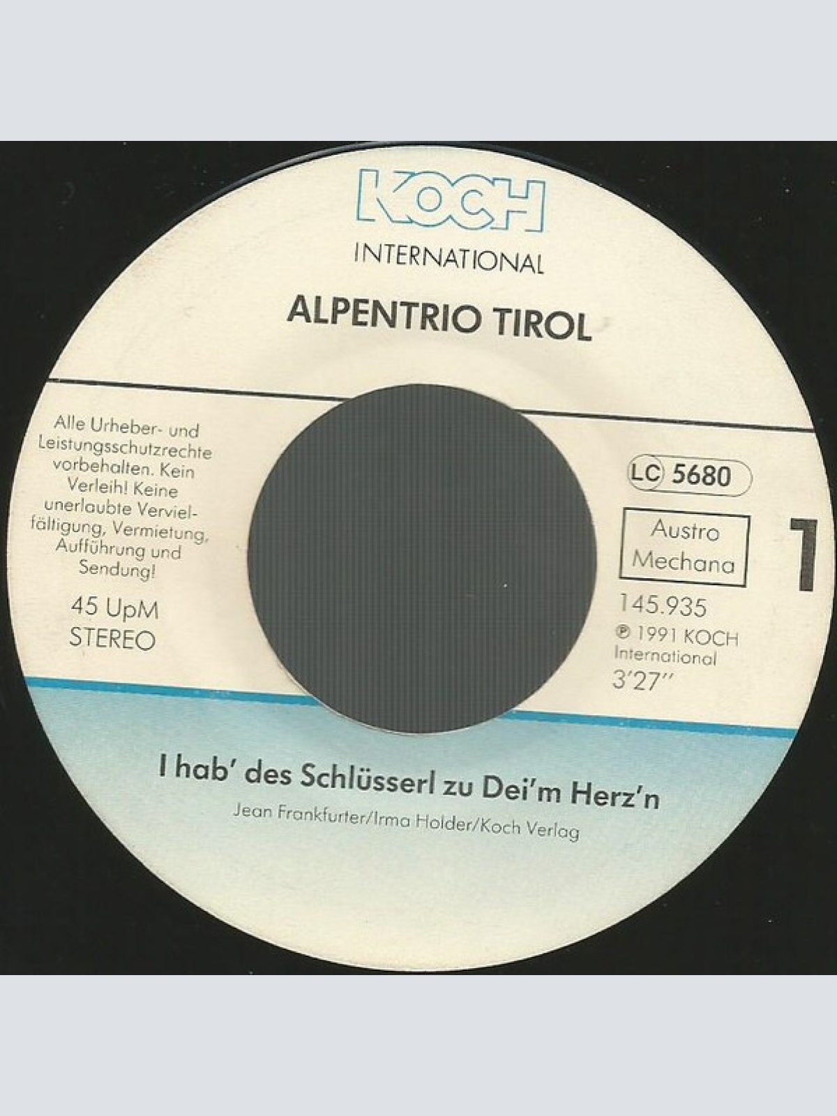 Vinyl / Alpentrio Tirol - I Hab' Des Schlüsserl Zu Dei'm Herz'n