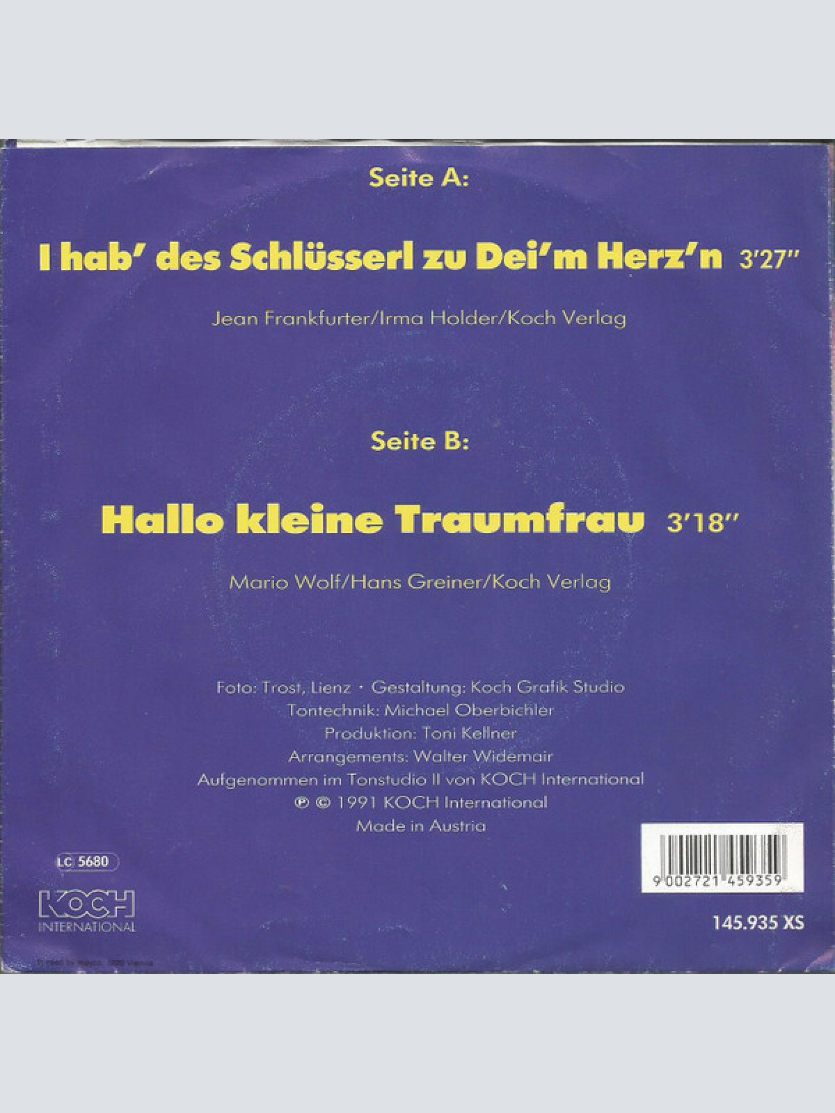 Vinyl / Alpentrio Tirol - I Hab' Des Schlüsserl Zu Dei'm Herz'n