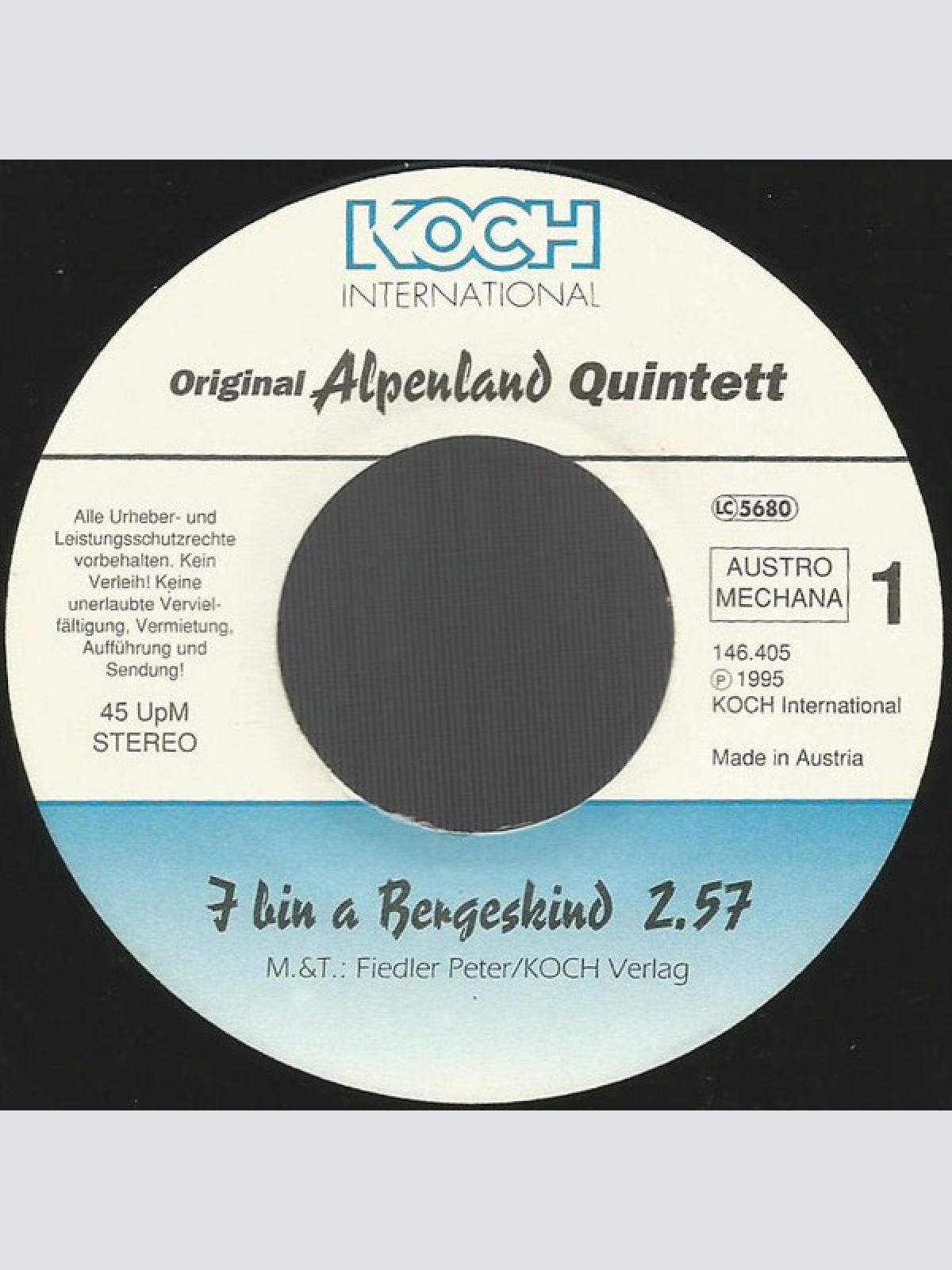 Vinyl / Orig. Alpenland Quintett - I Bin A Bergeskind