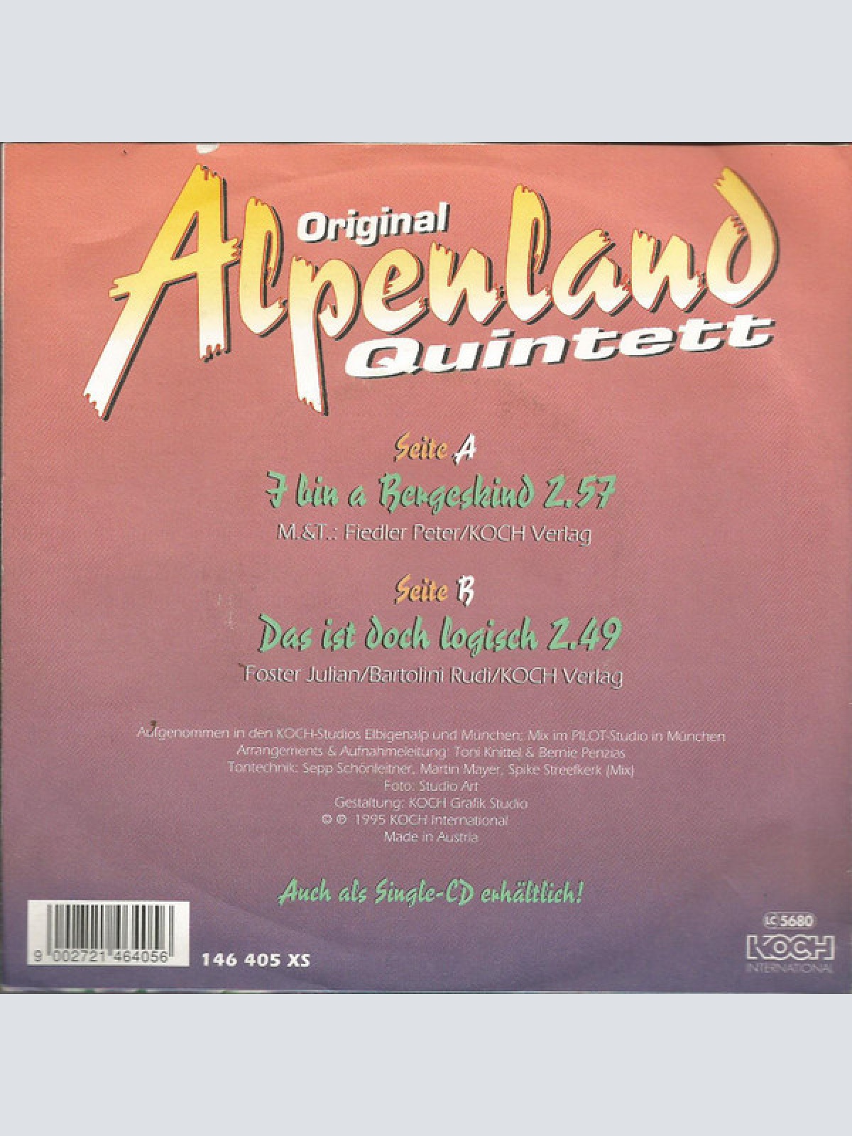 Vinyl / Orig. Alpenland Quintett - I Bin A Bergeskind