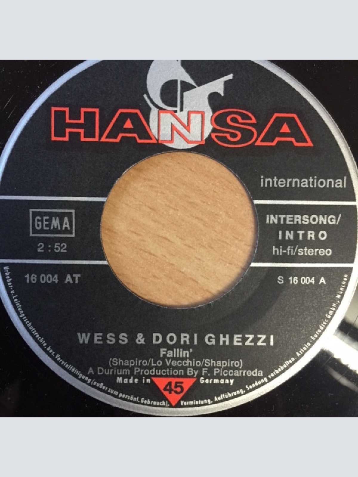 Vinyl / Wess And Dori Ghezzi - Fallin' / I Had A Dream