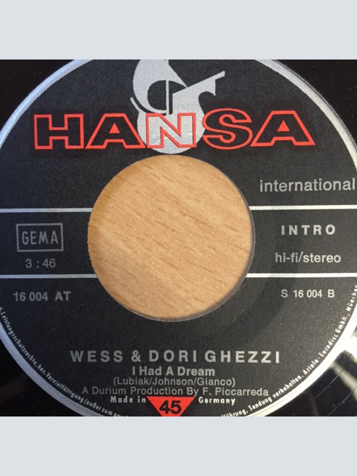 Vinyl / Wess And Dori Ghezzi - Fallin' / I Had A Dream