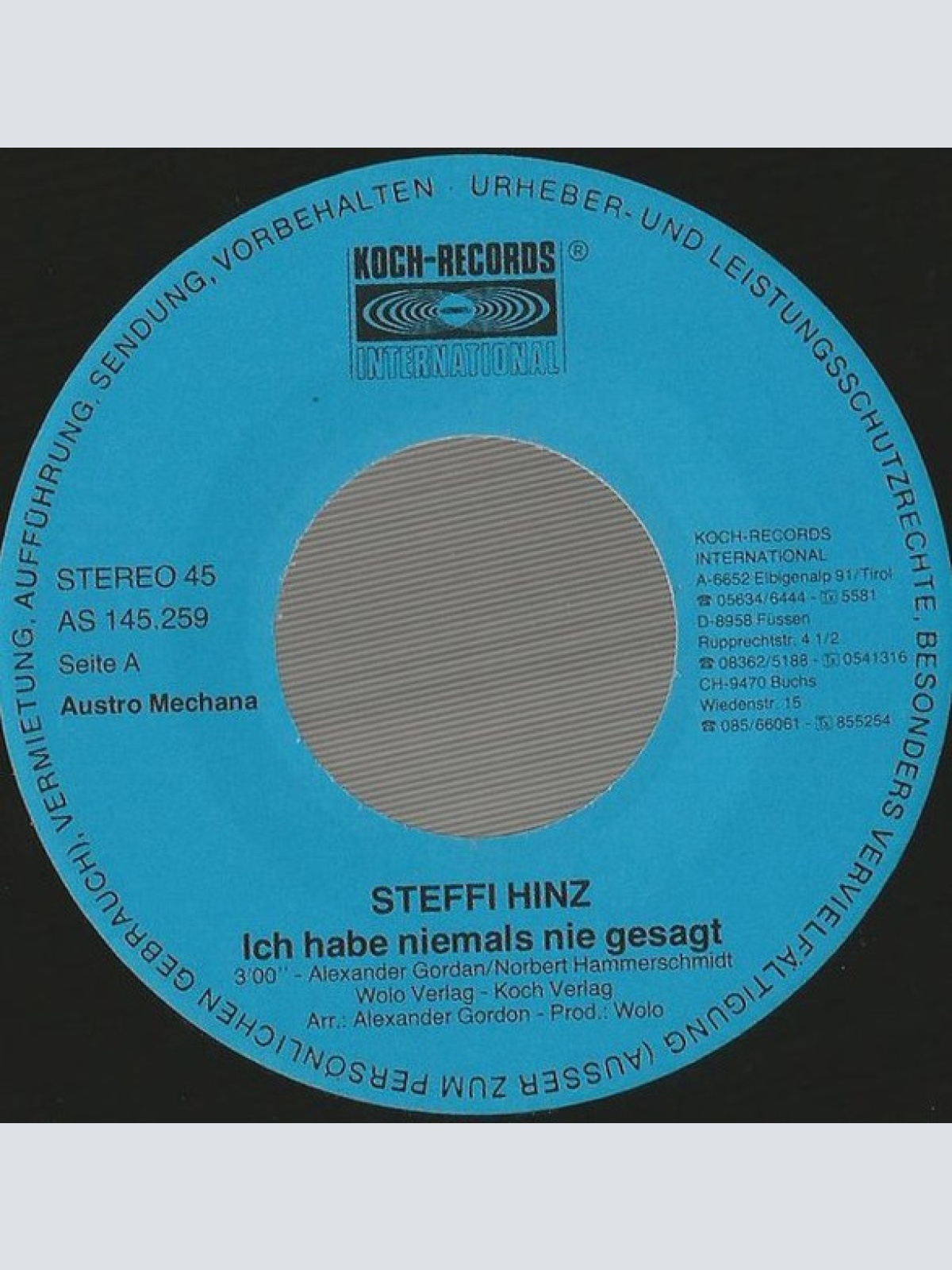 Vinyl / Steffi Hinz - Ich Habe Niemals Nie Gesagt