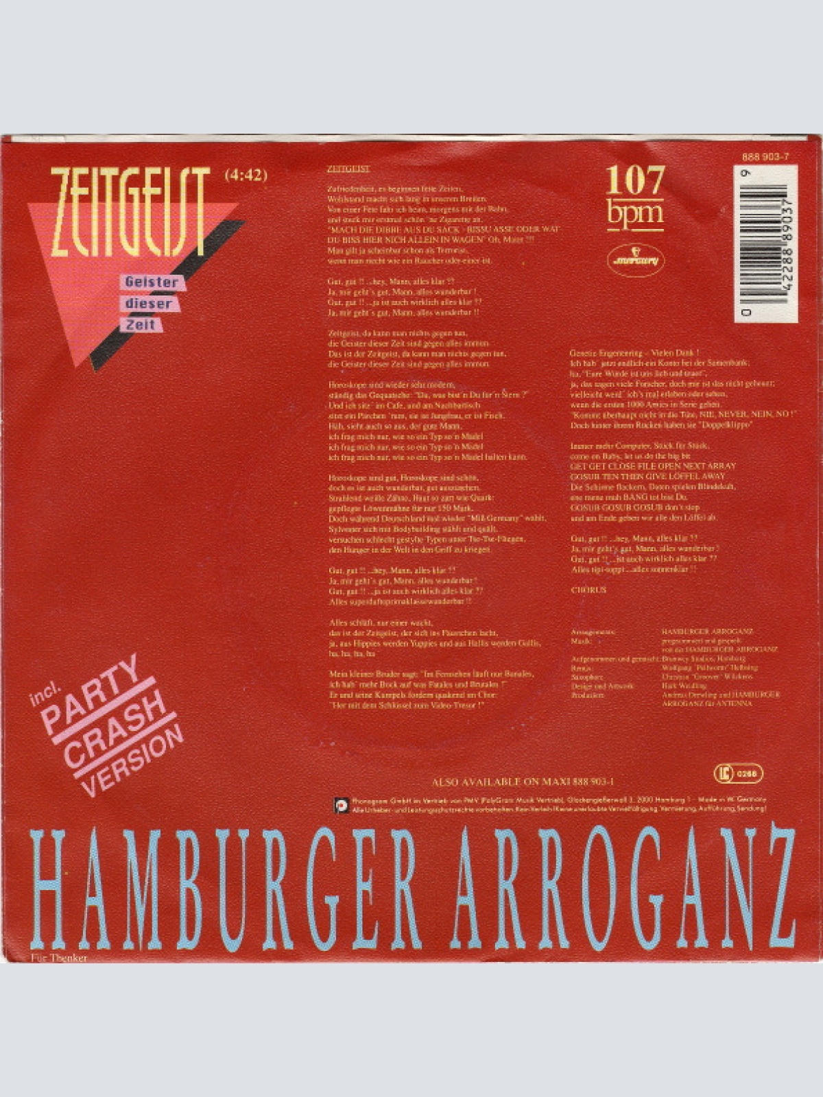 Vinyl / Hamburger Arroganz - Zeitgeist (Geister Dieser Zeit)