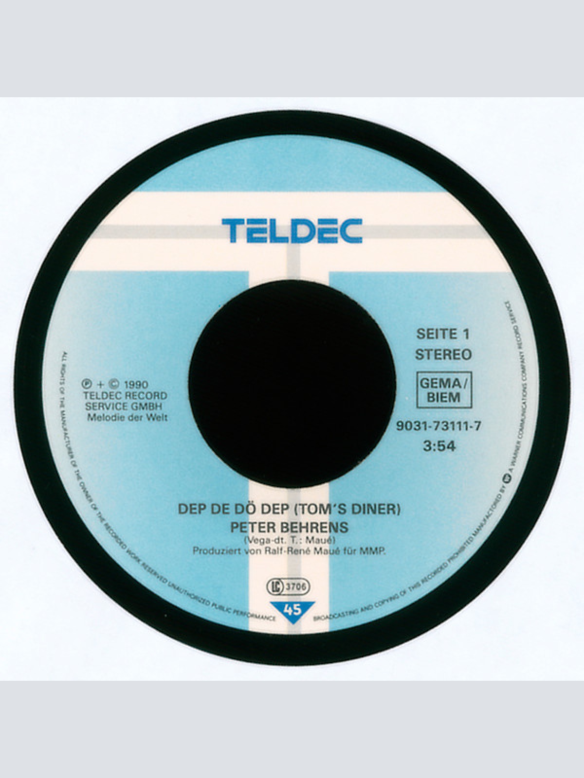 Vinyl / Peter Behrens - Dep De Dö Dep (Tom's Diner)