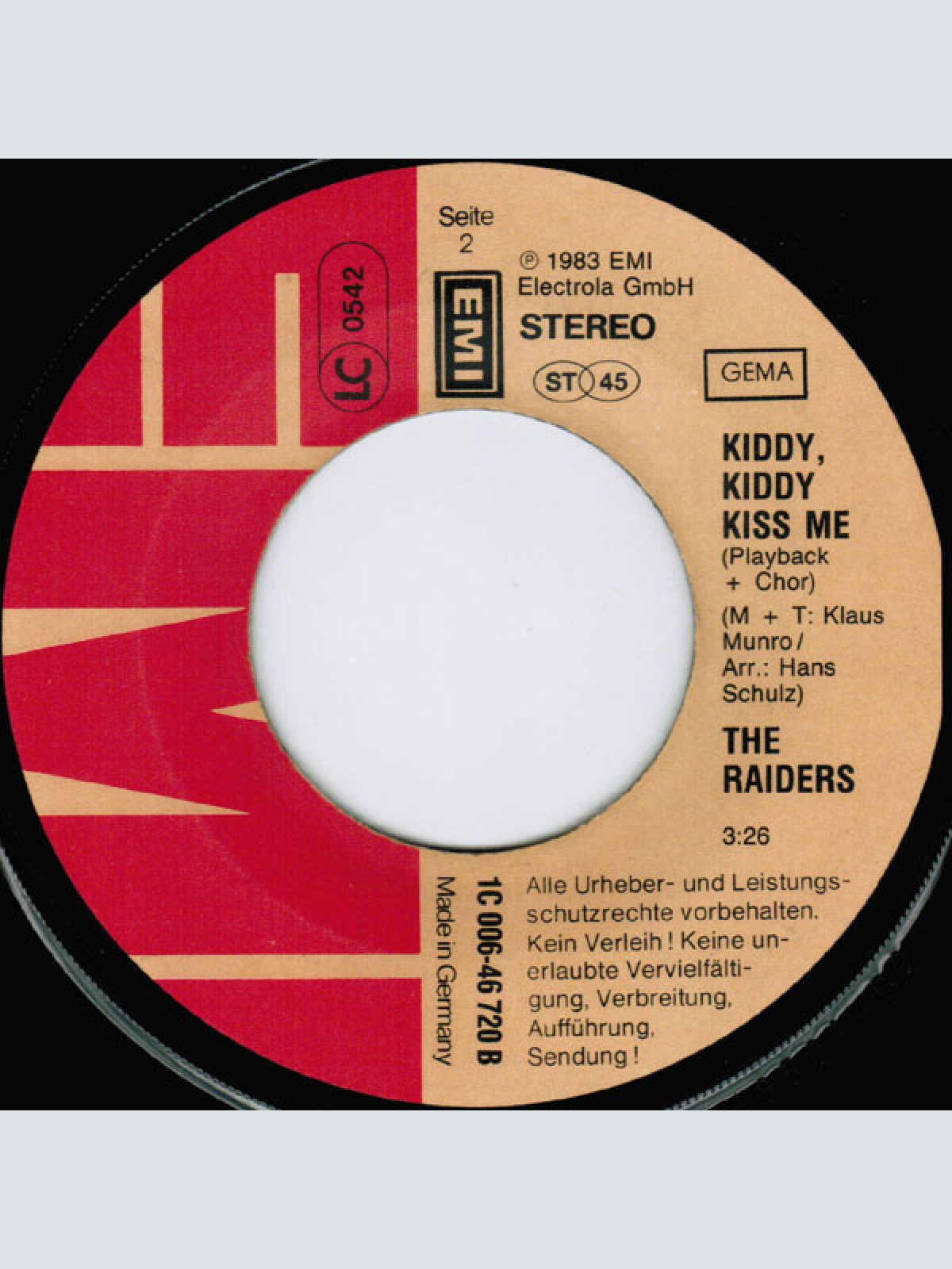 Vinyl / The Raiders (8) - Kiddy, Kiddy Kiss Me