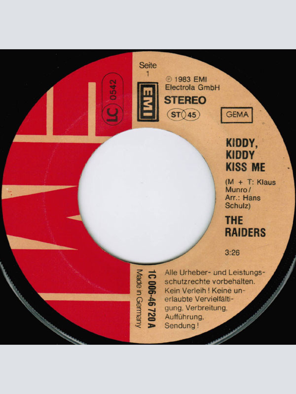 Vinyl / The Raiders (8) - Kiddy, Kiddy Kiss Me