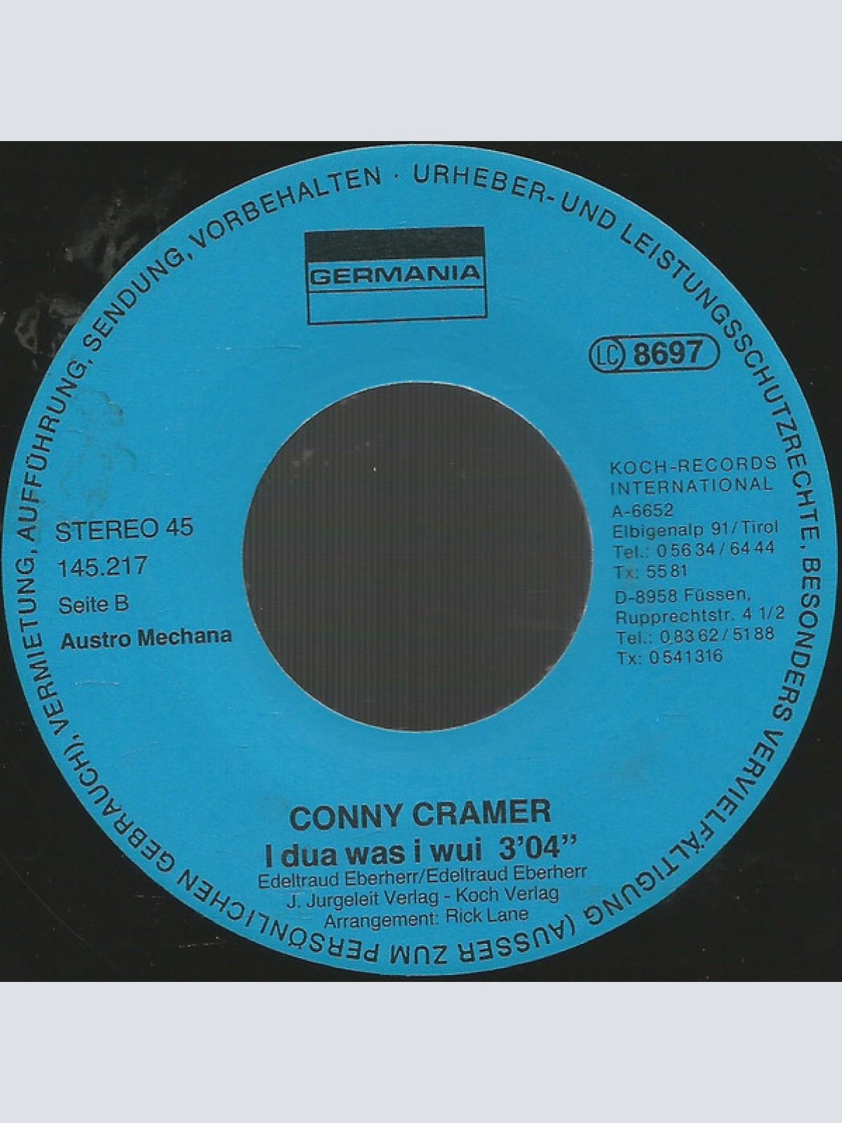 Vinyl / Conny Cramer - Nostalgie / I Duo Was I Wui