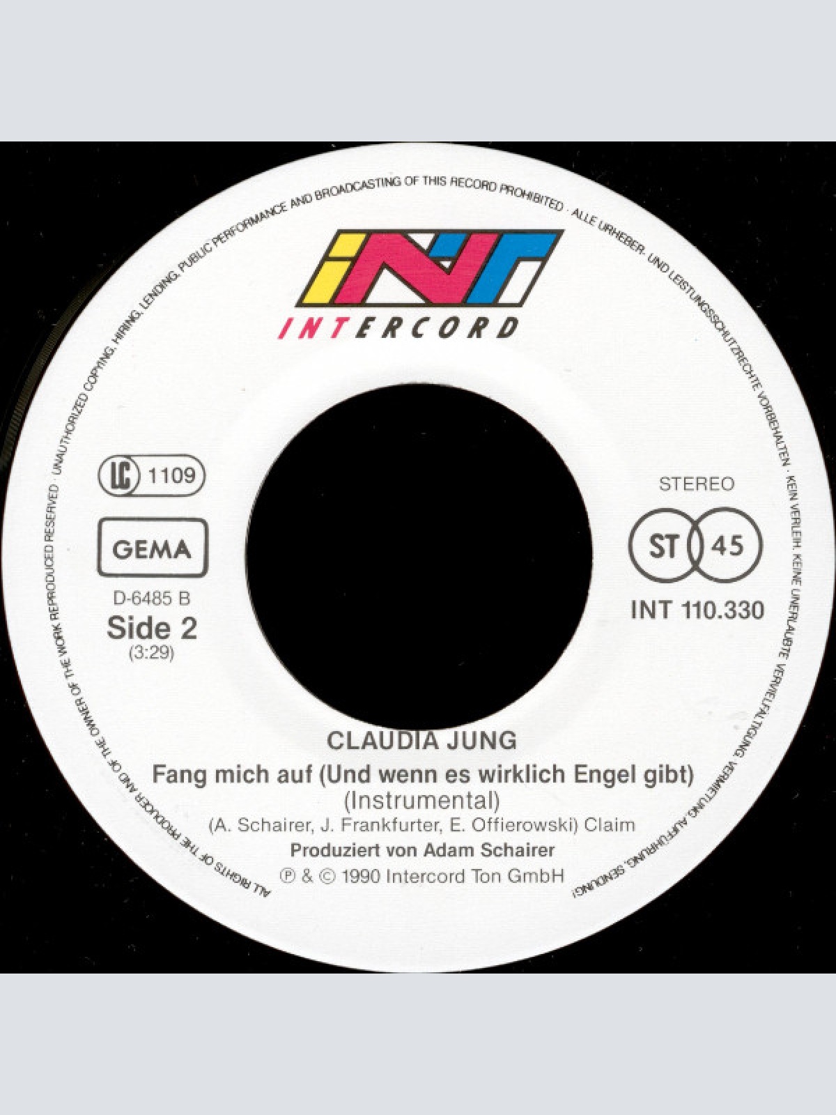 Vinyl / Claudia Jung - Fang Mich Auf (Und Wenn Es Wirklich Engel Gibt)