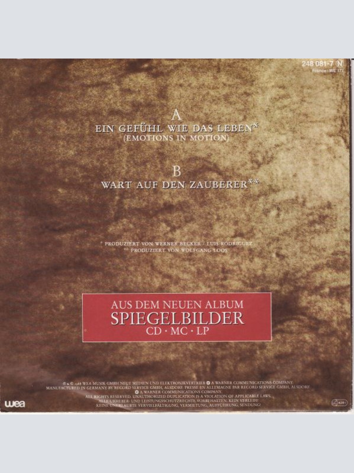 Vinyl / Veronika Fischer - Ein Gefühl Wie Das Leben