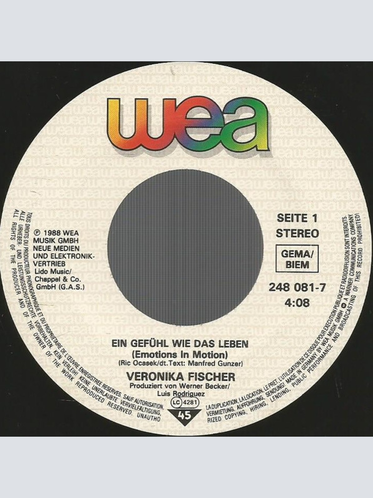 Vinyl / Veronika Fischer - Ein Gefühl Wie Das Leben