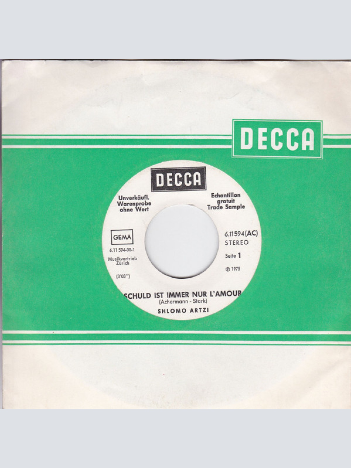 Vinyl / Shlomo Artzi - Schuld Ist Immer Nur L'amour