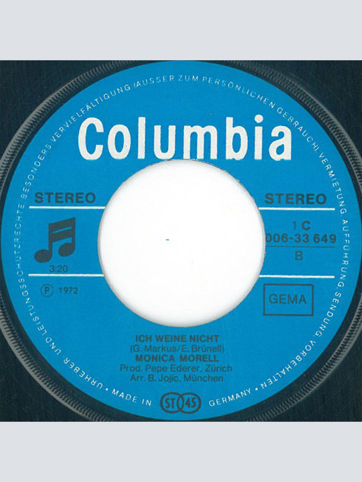 Vinyl / Monica Morell - Ich Fange Nie Mehr Was An Einem Sonntag An