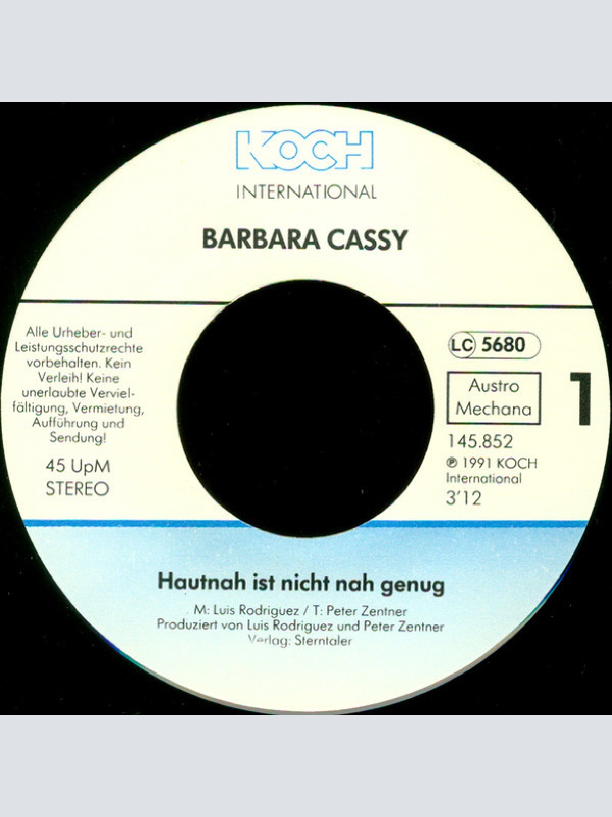 Vinyl / Barbara Cassy - Hautnah Ist Nicht Nah Genug