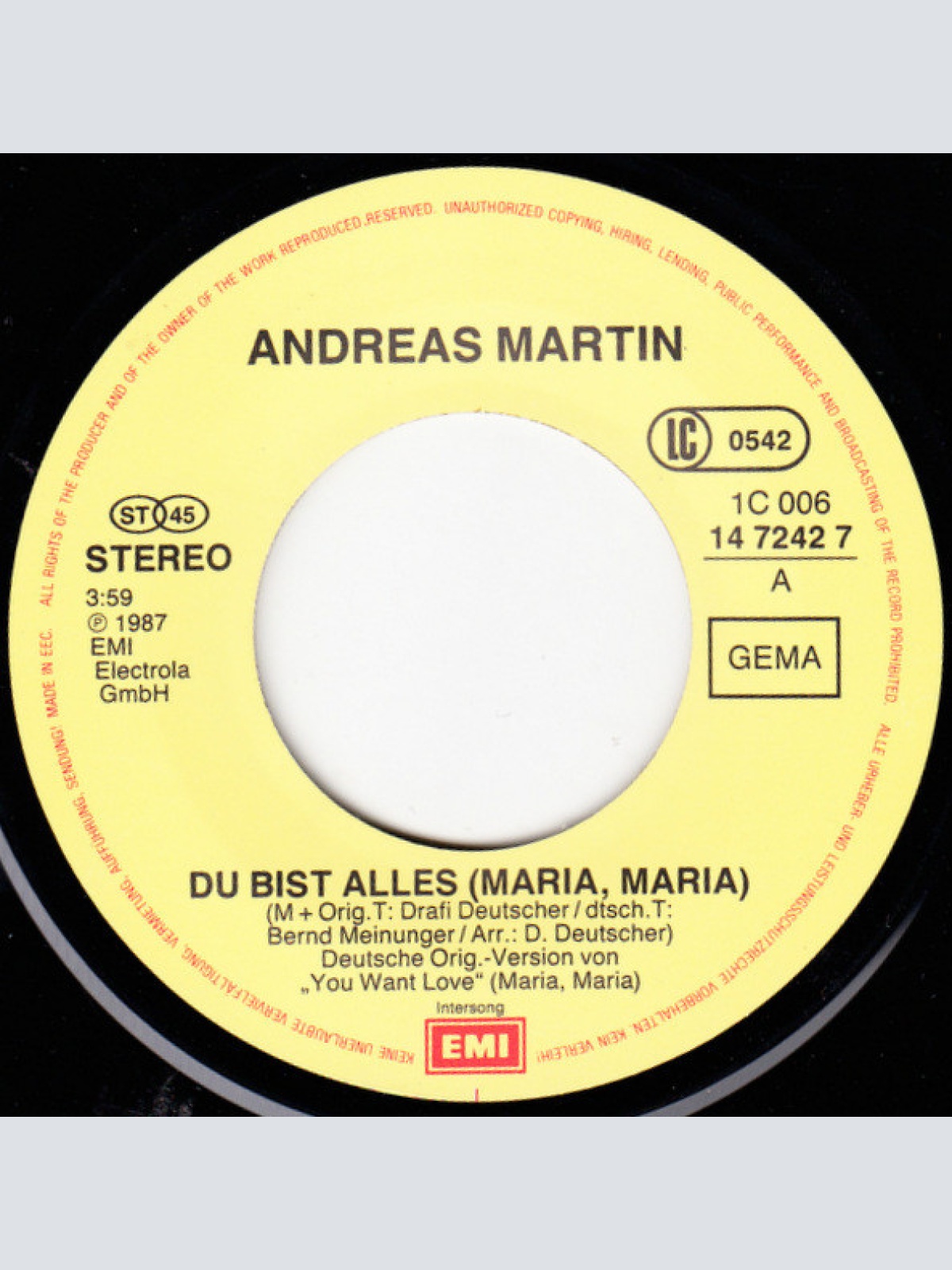 Vinyl / Andreas Martin (2) - Du Bist Alles (Maria, Maria)