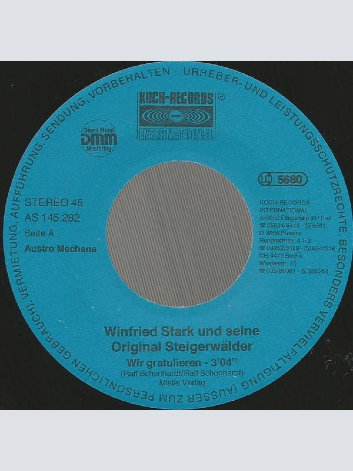 Vinyl / Winfried Stark Und Seine Original Steigerwälder - Wir Gratulieren