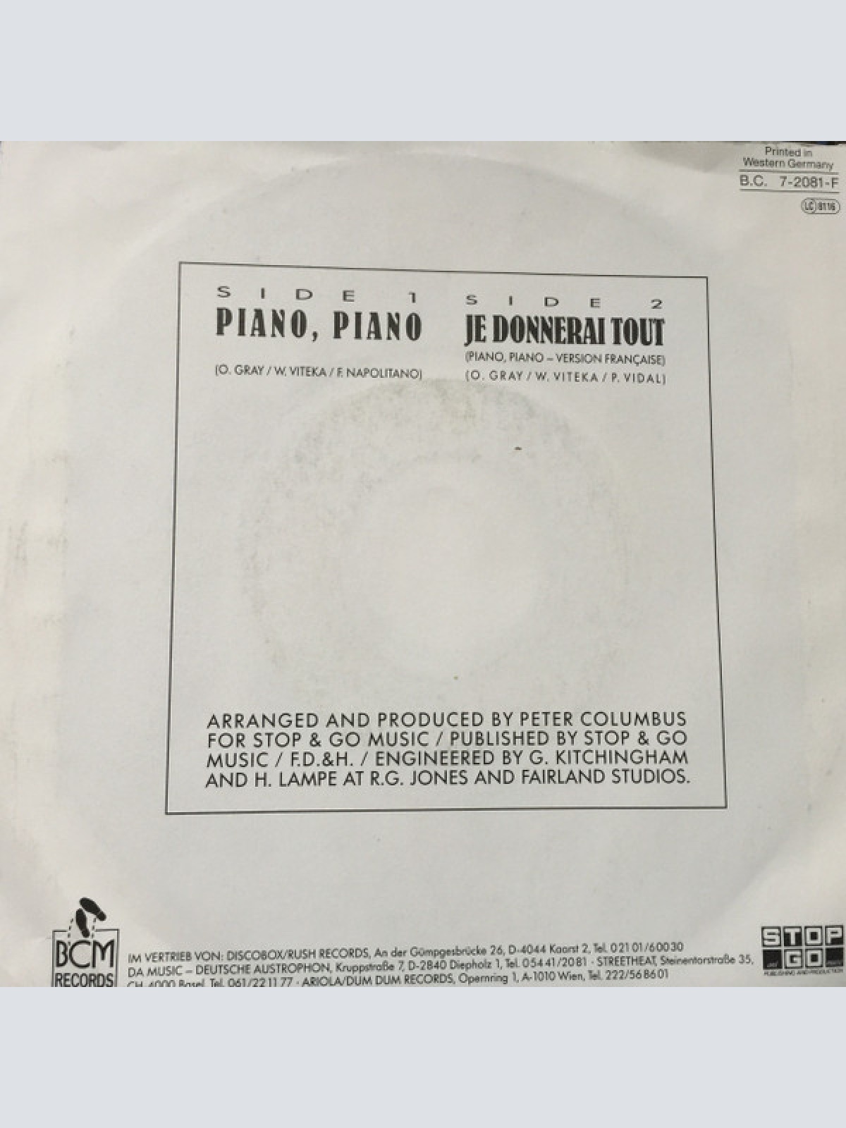 Vinyl / Francesco Napoli - Piano, Piano