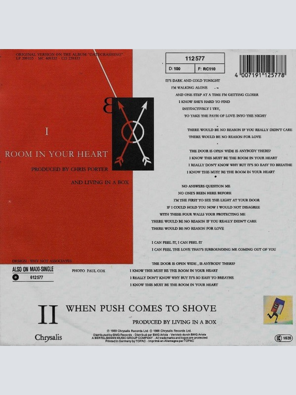 Vinyl / Living In A Box - Room In Your Heart