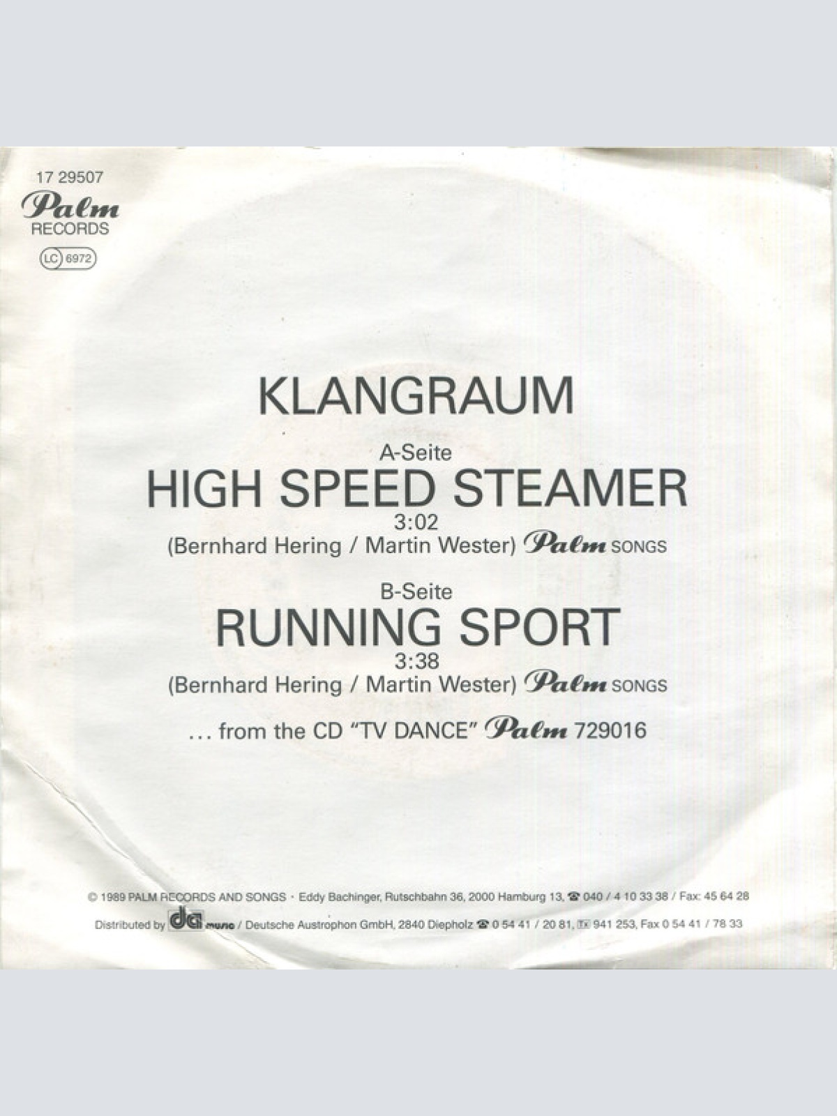 Vinyl / Klangraum - High Speed Steamer / Running Sport