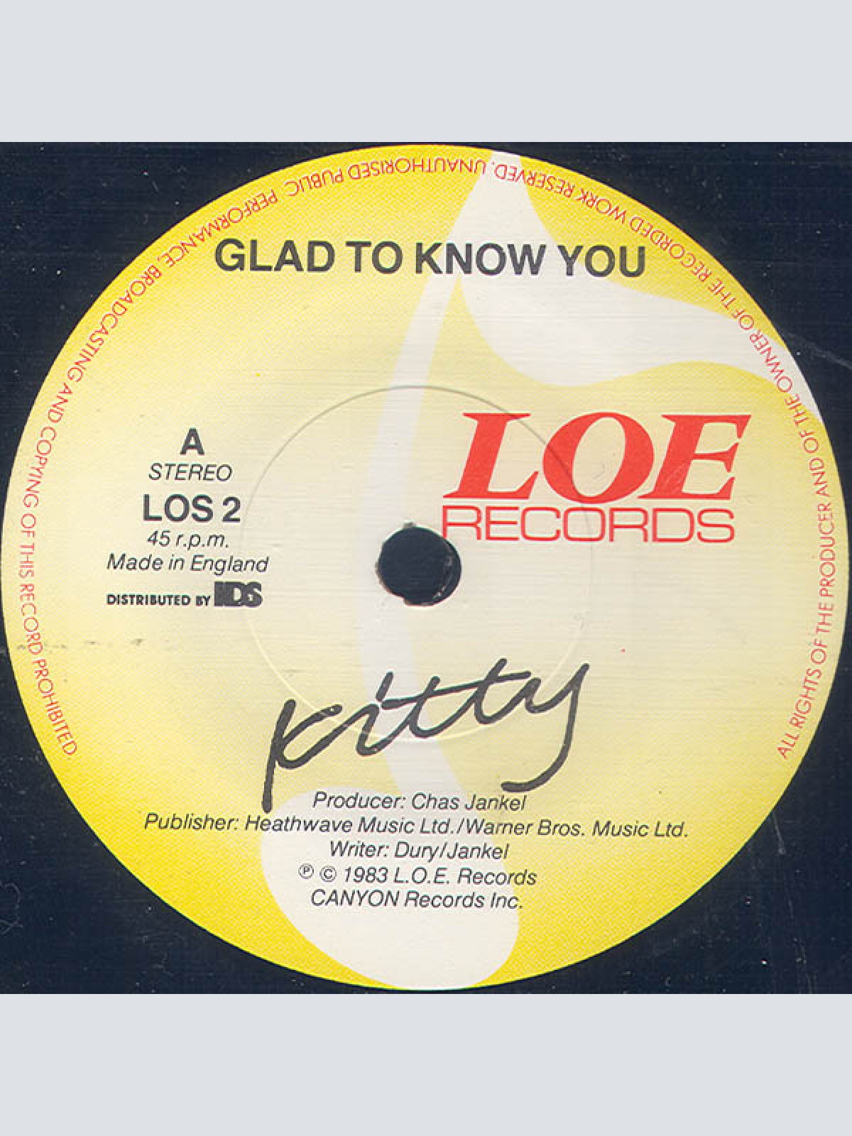 Vinyl / Kitty* - Glad To Know You