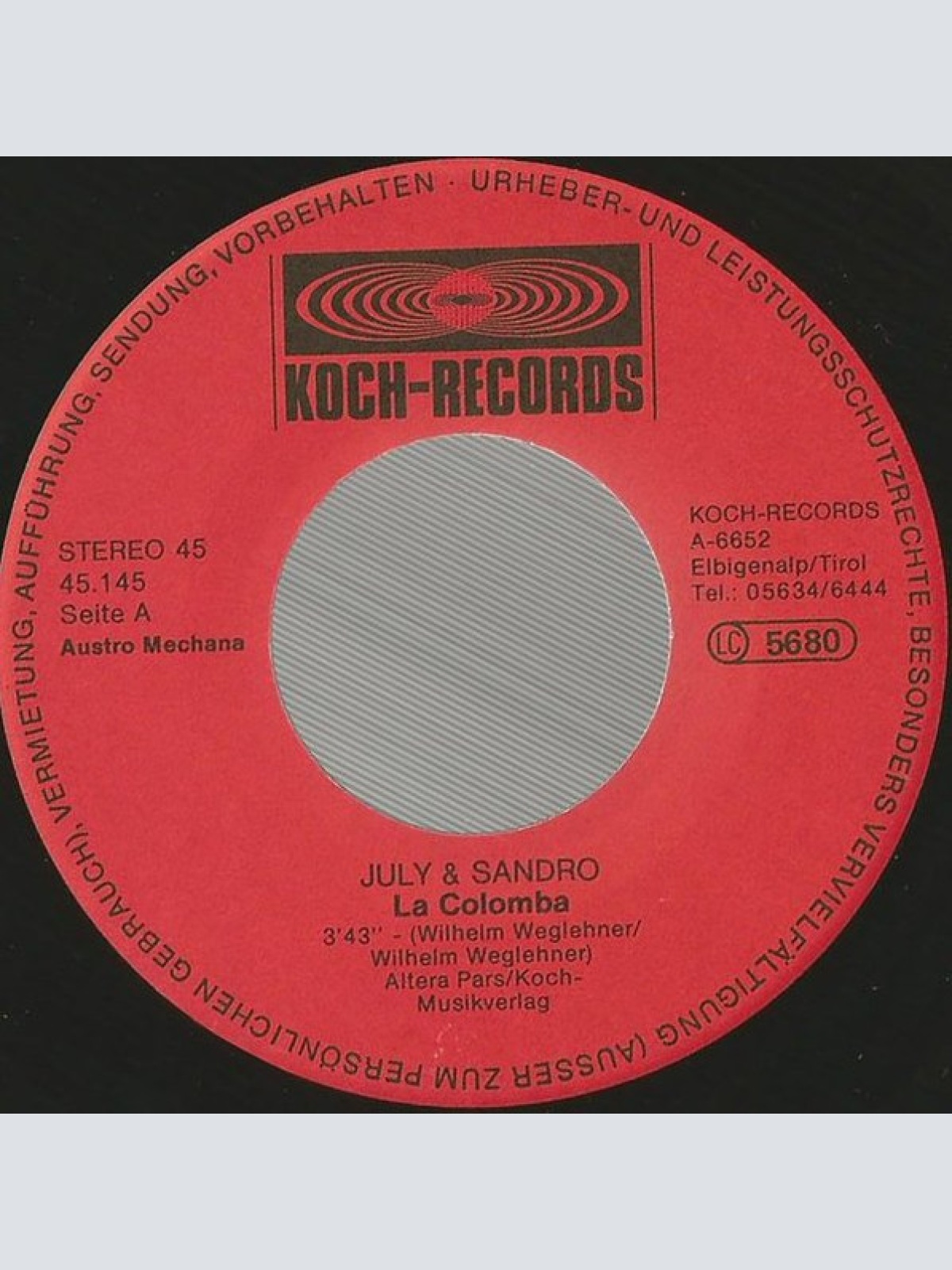 Vinyl / July & Sandro - La Colomba