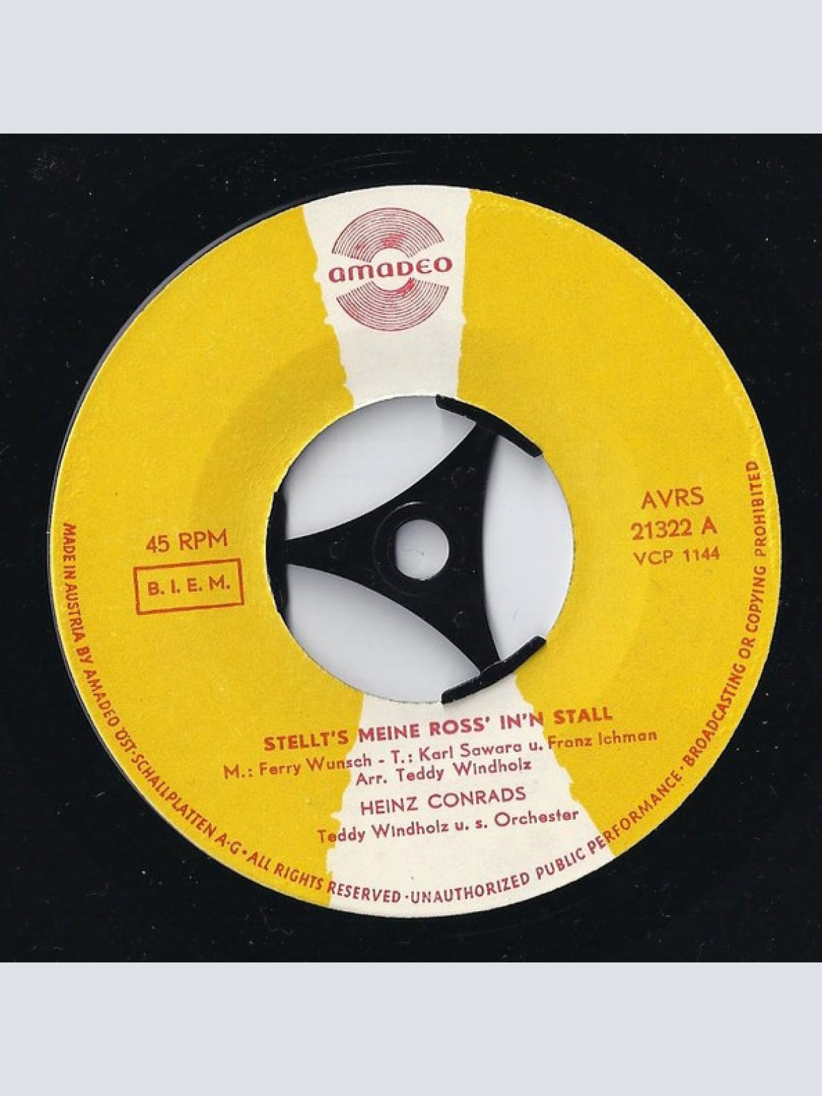 Vinyl / Heinz Conrads - Stellt's Meine Ross' I'n Stall / Aber Hausknecht, Mei Peitsch'n