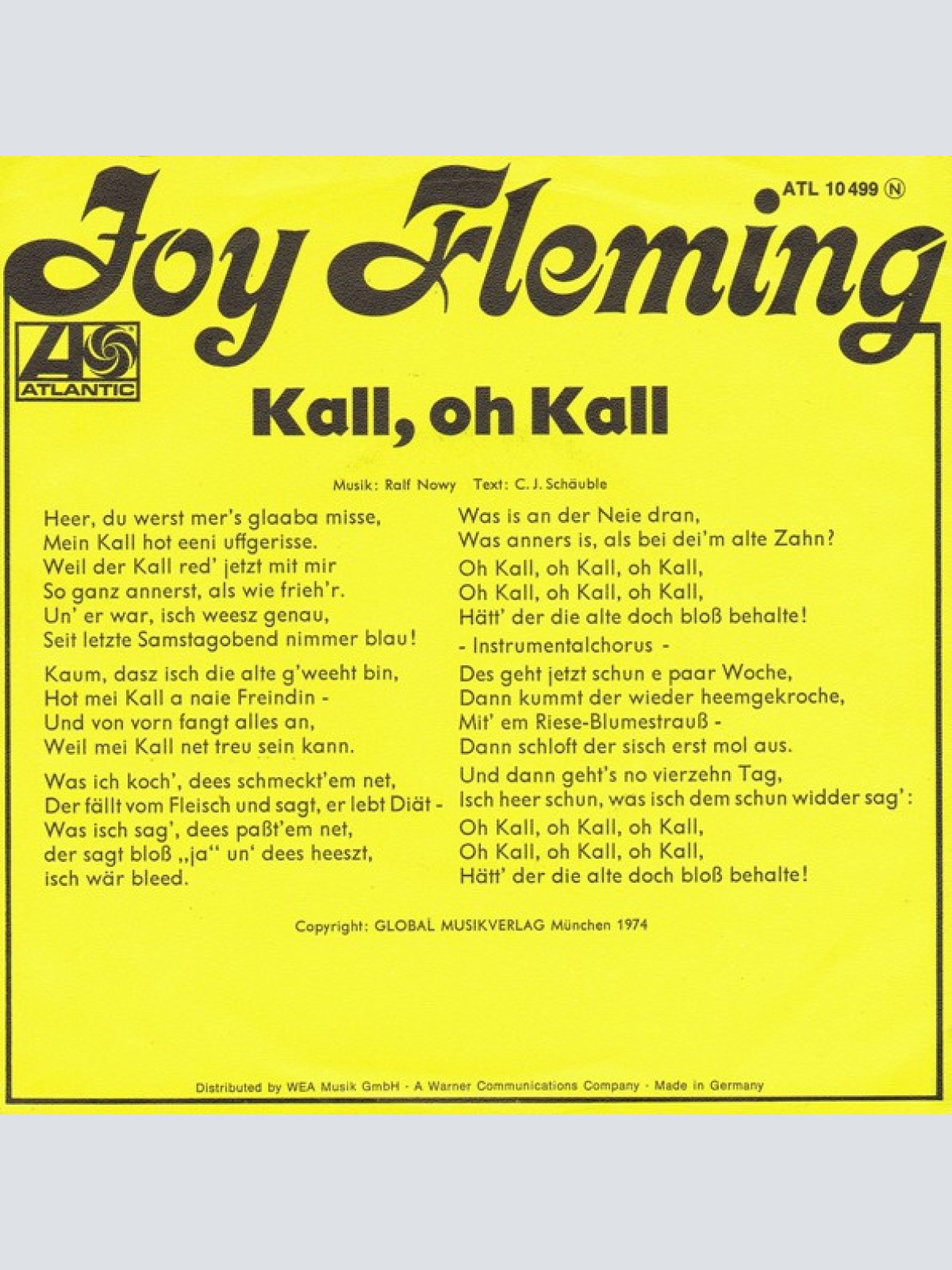 Vinyl / Joy Fleming - Kall, Oh Kall
