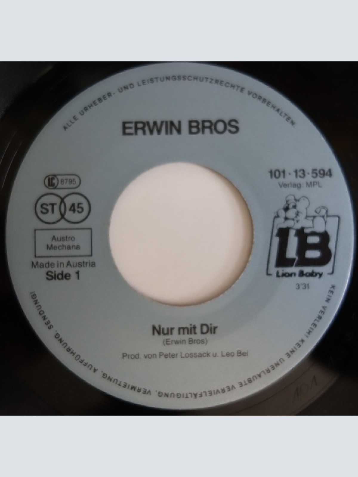 Vinyl / Erwin Bros - Nur Mit Dir