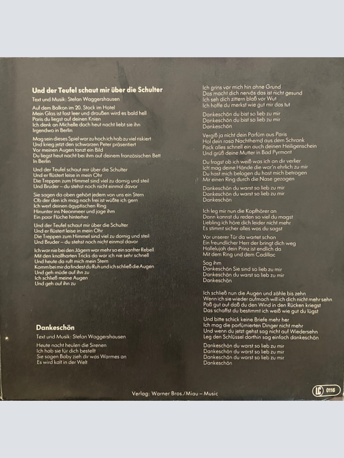 Vinyl / Stefan Waggershausen - Und Der Teufel Schaut Mir Über Die Schulter / Dankeschön