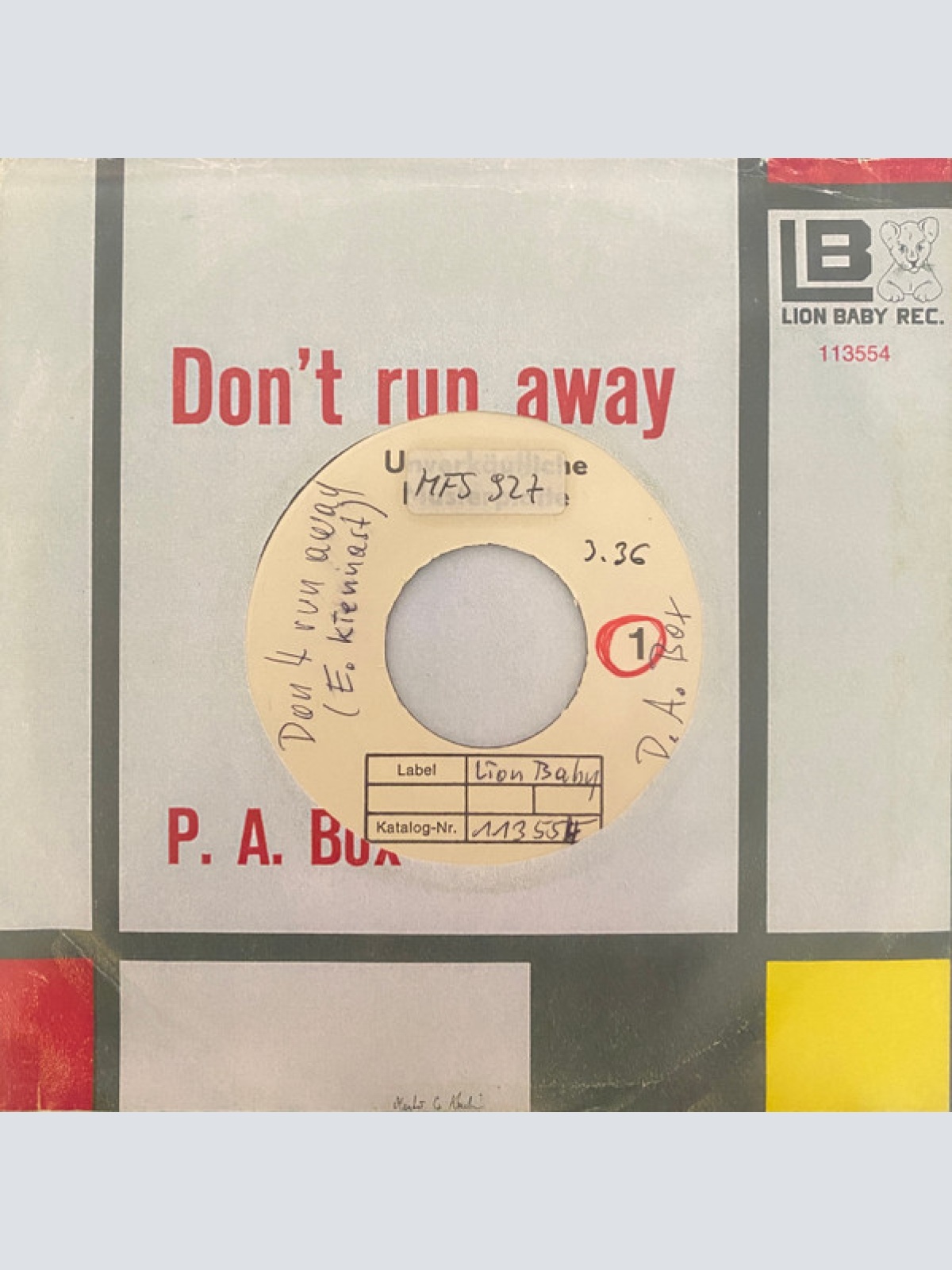 Vinyl / P. A. Box - Don't Run Away