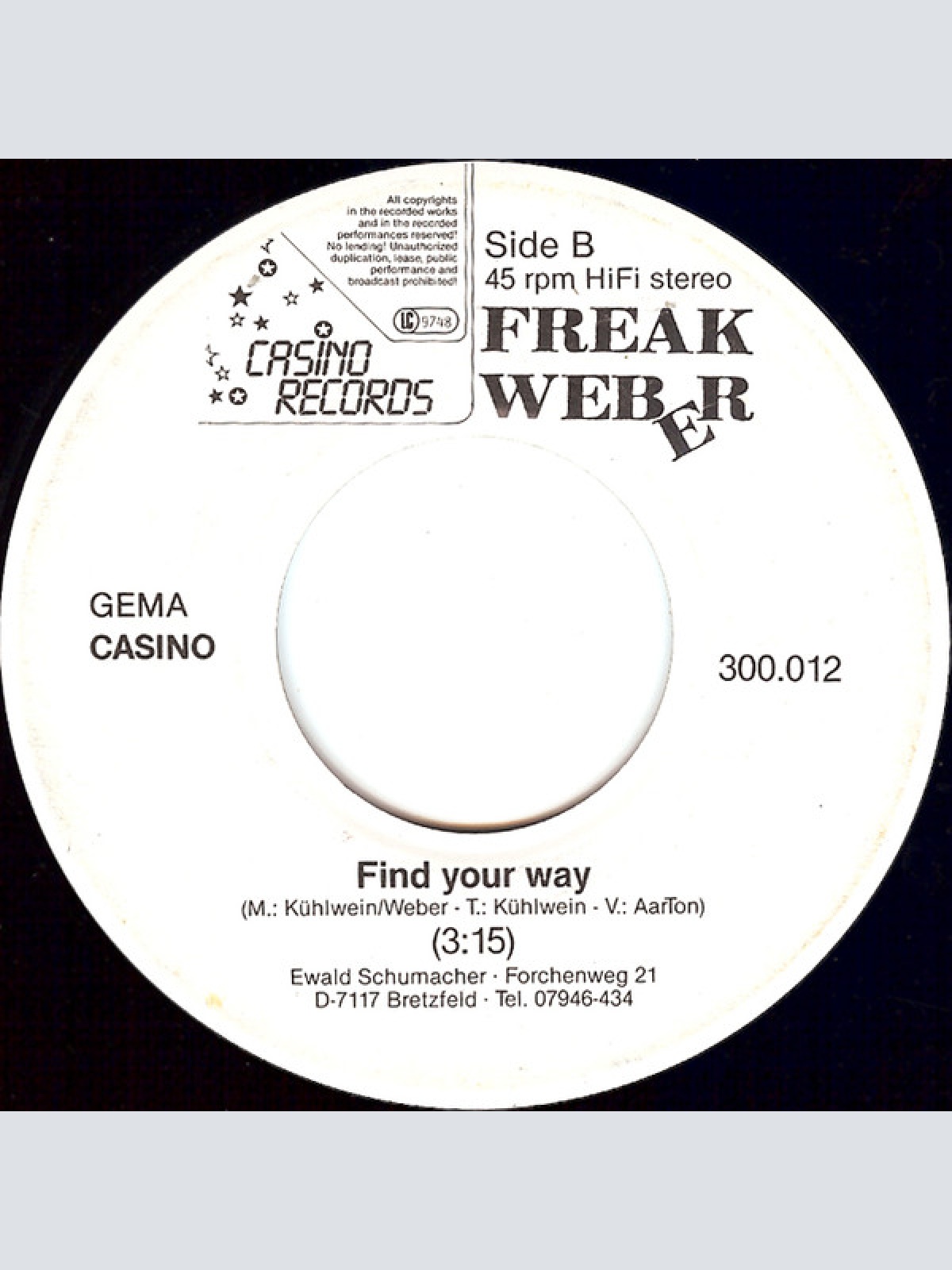 Vinyl / Freak Weber - Lullaby / Find Your Way