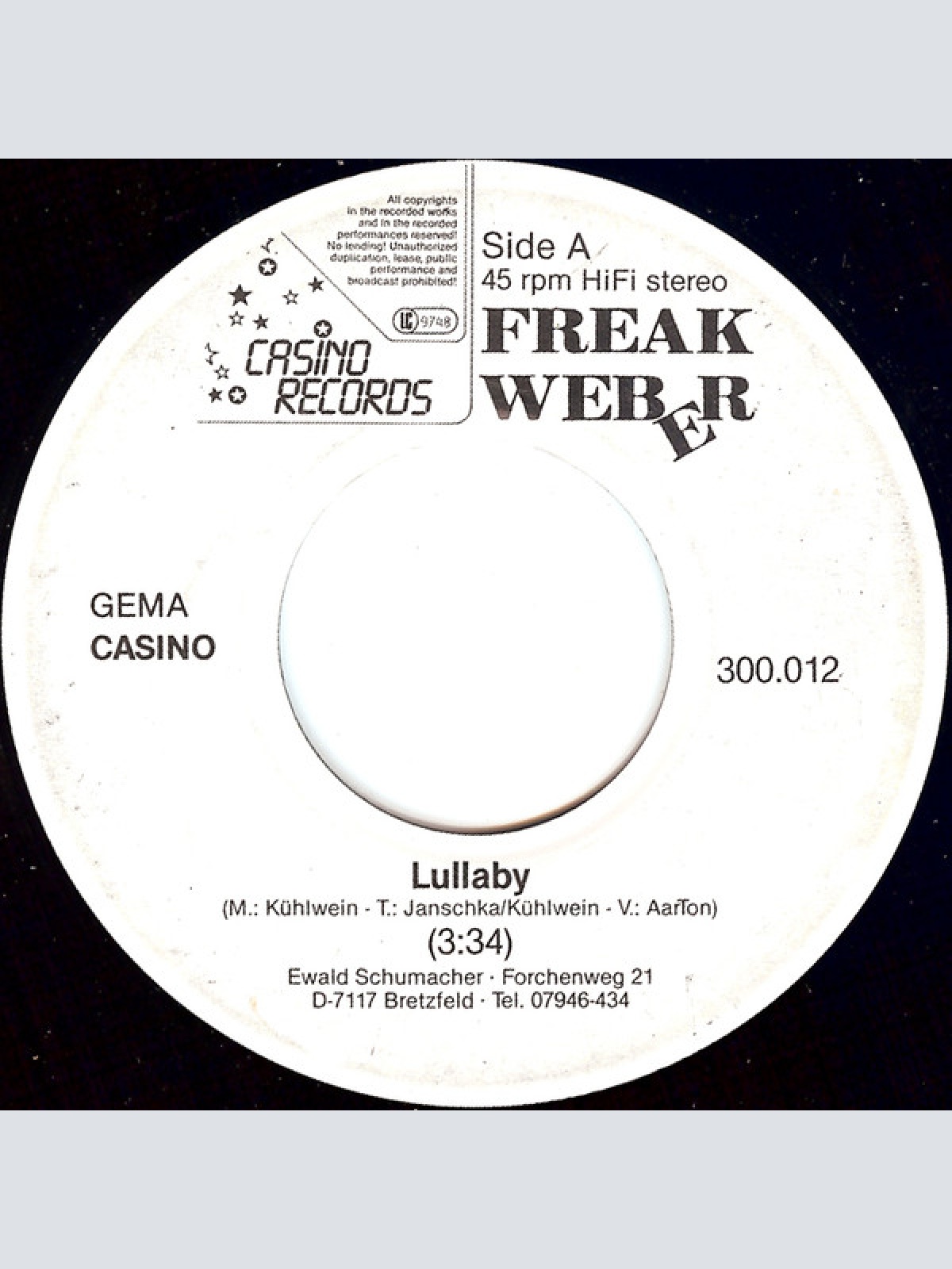 Vinyl / Freak Weber - Lullaby / Find Your Way