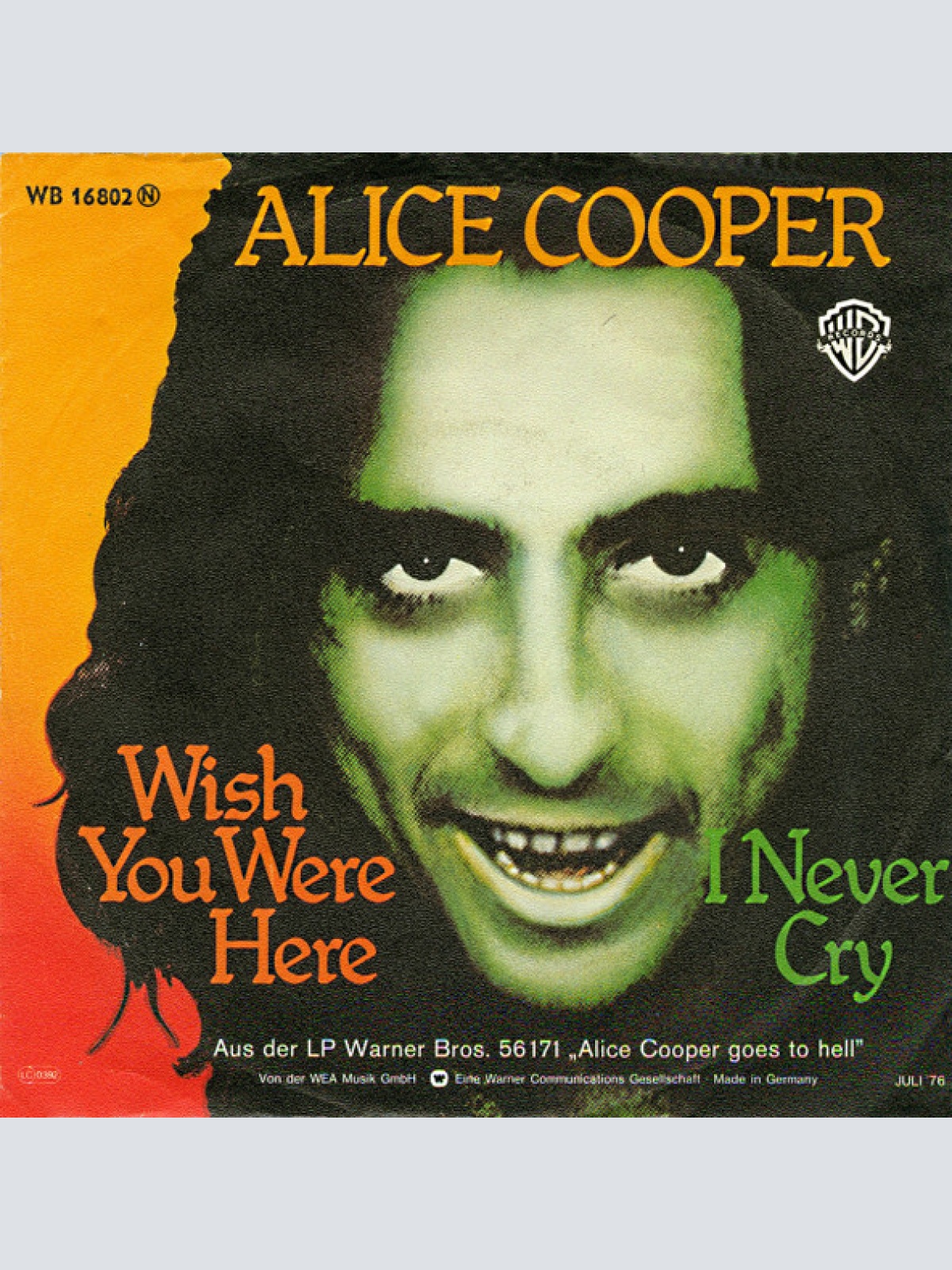 Vinyl / Alice Cooper (2) - Wish You Were Here / I Never Cry