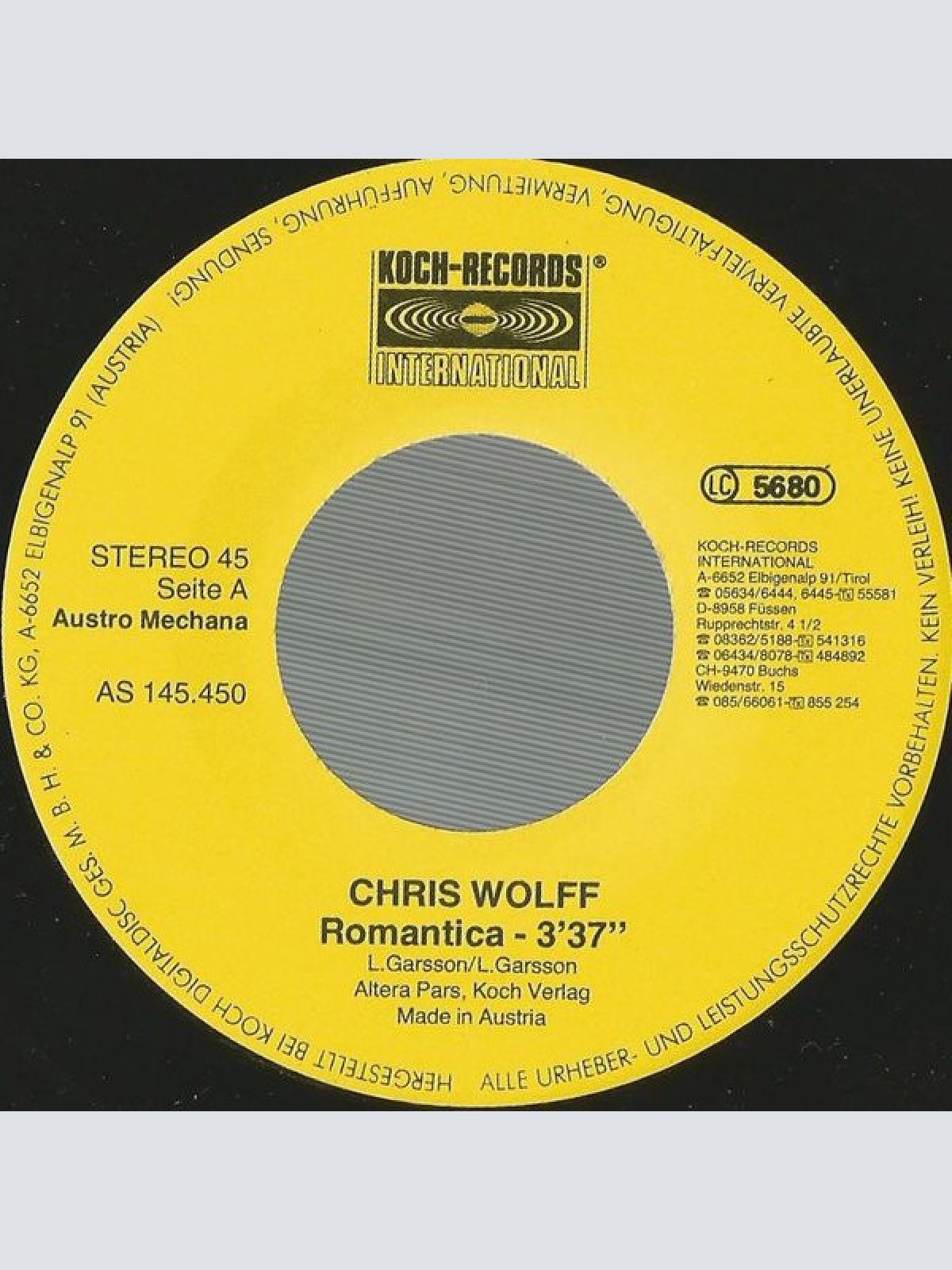 Vinyl / Chris Wolff - Romantica / Mia Bella Maria