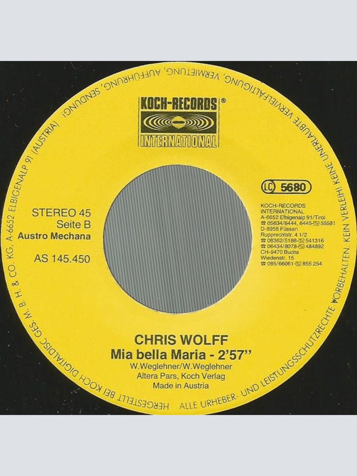 Vinyl / Chris Wolff - Romantica / Mia Bella Maria