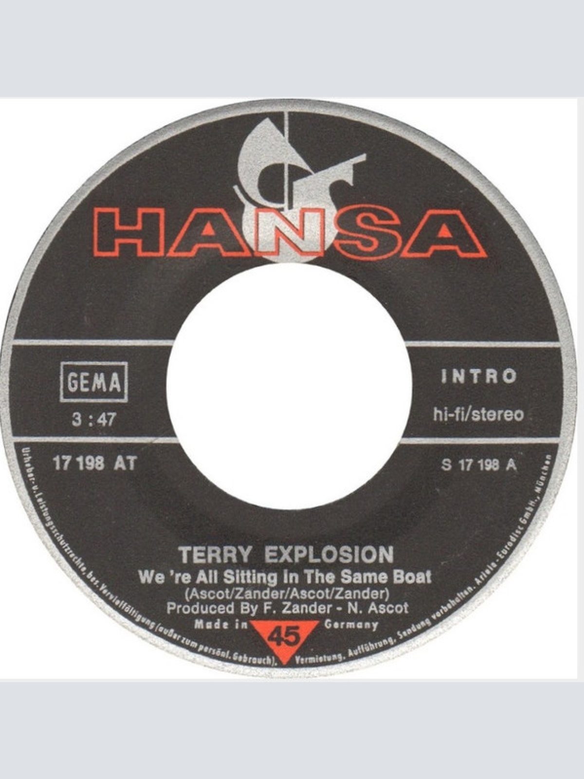 Vinyl / Terry Explosion - We're All Sitting In The Same Boat