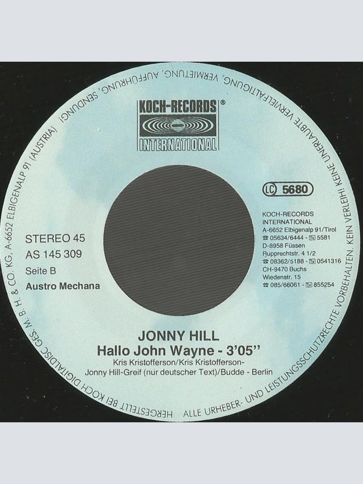 Vinyl / Jonny Hill - Nur Allzugern