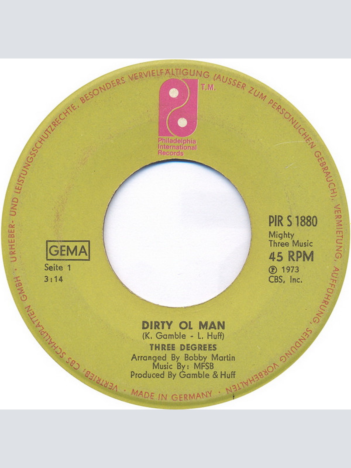 Vinyl / Three Degrees* - Dirty Ol' Man