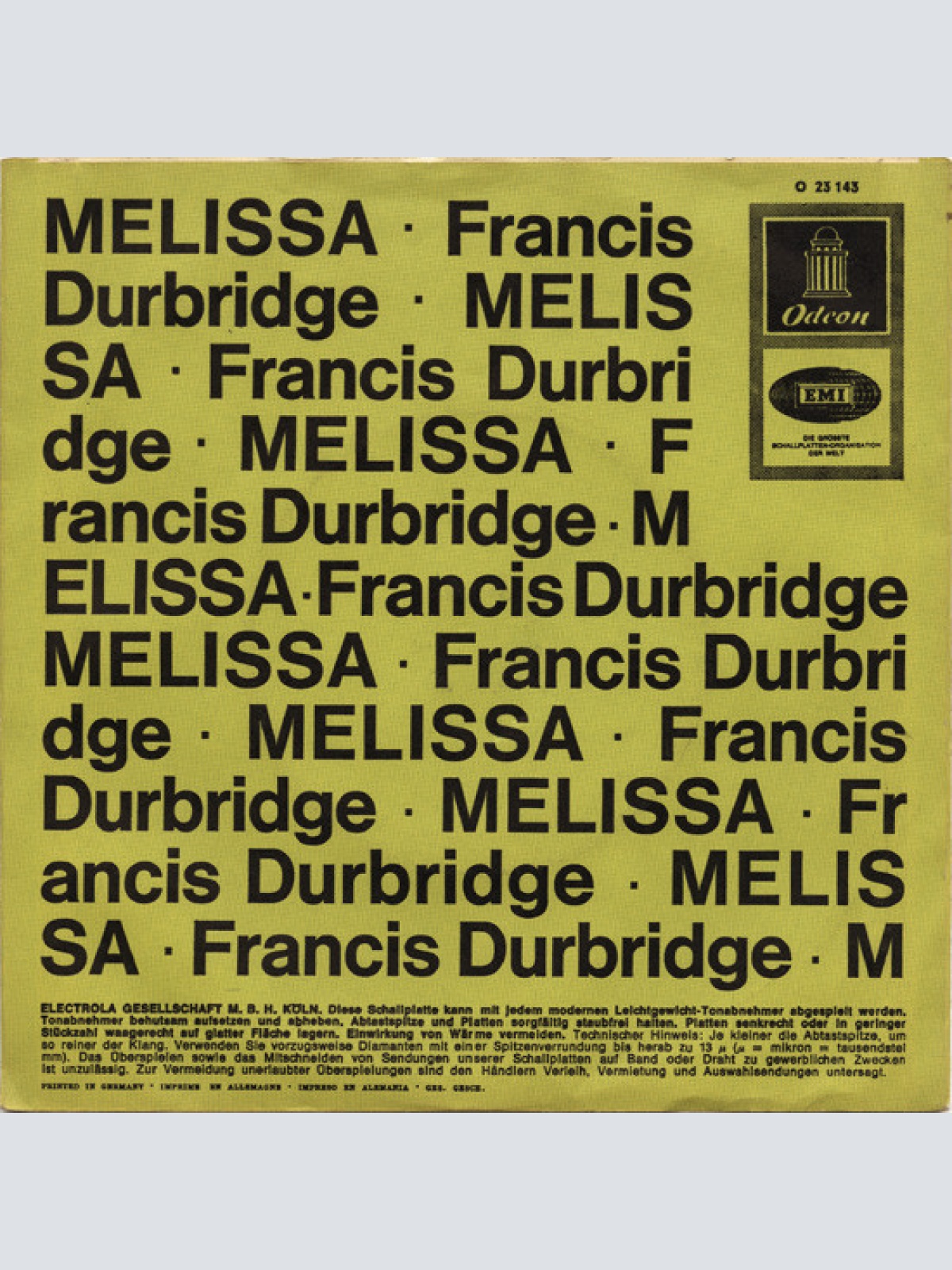 Vinyl / Das Odeon-Studio-Orchester - Melissa