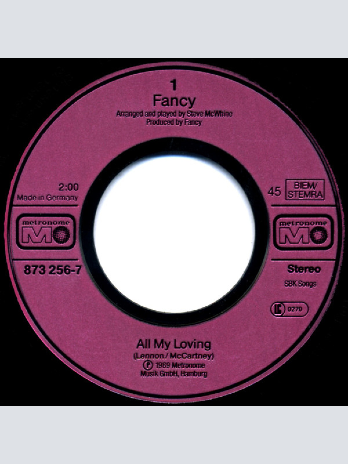 Vinyl / Fancy - All My Loving / Running Man