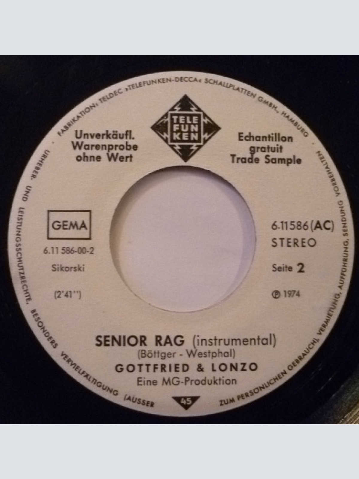 Vinyl / Gottfried* & Lonzo* - Hamburg '75