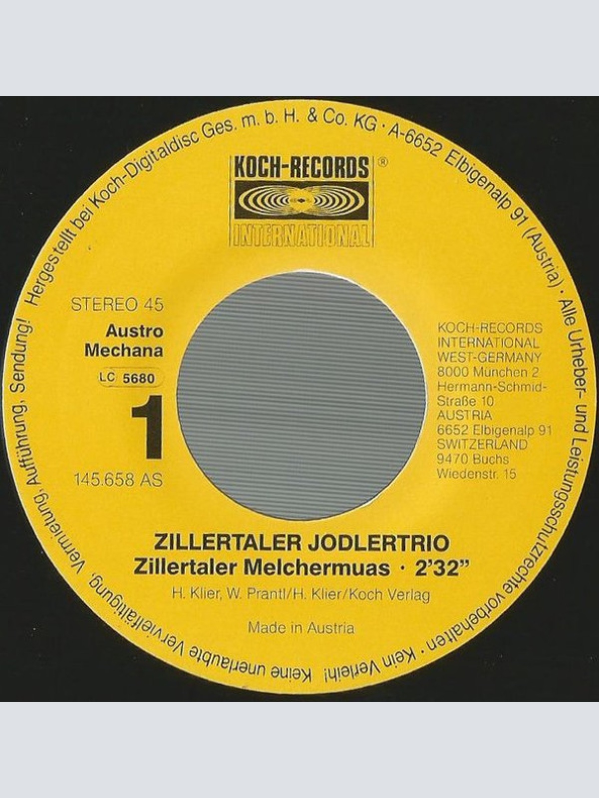 Vinyl / Zillertaler Jodlertrio - Zillertaler Melchermuas