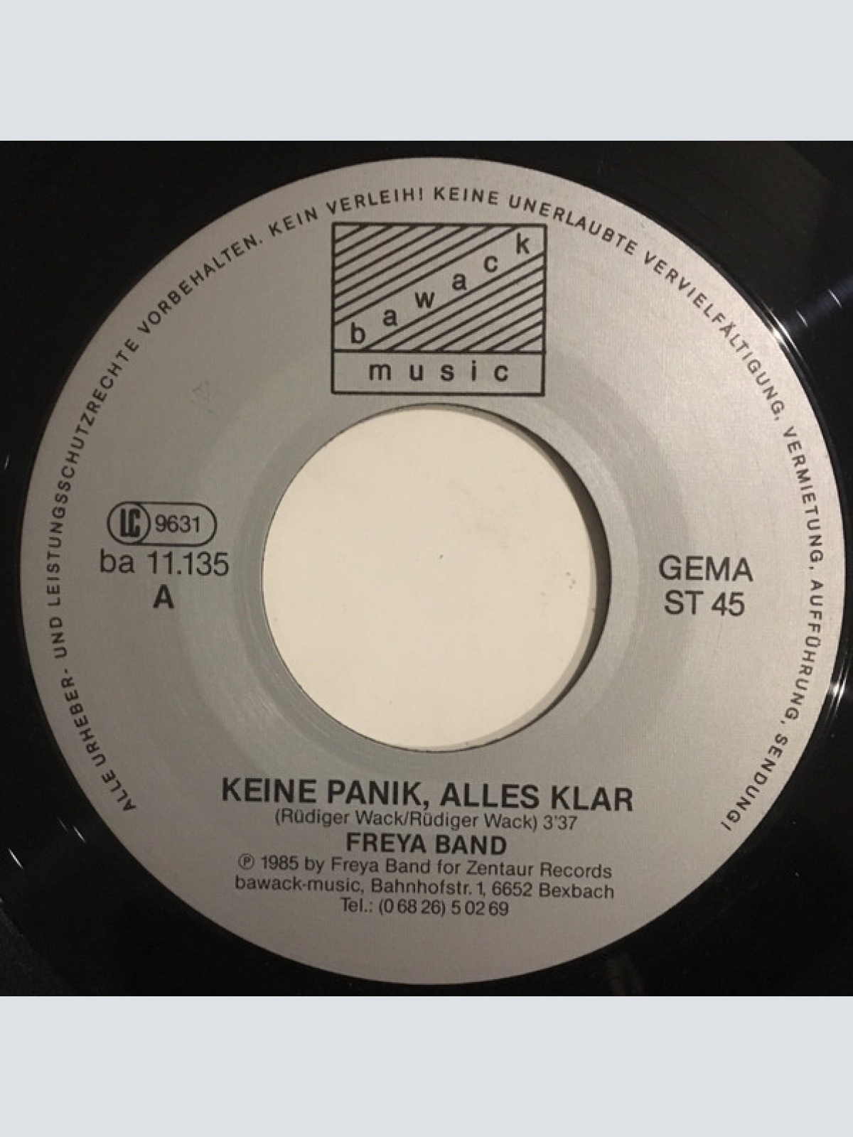 Vinyl / Freya Band - Keine Panik, Alles Klar / Die Stadt