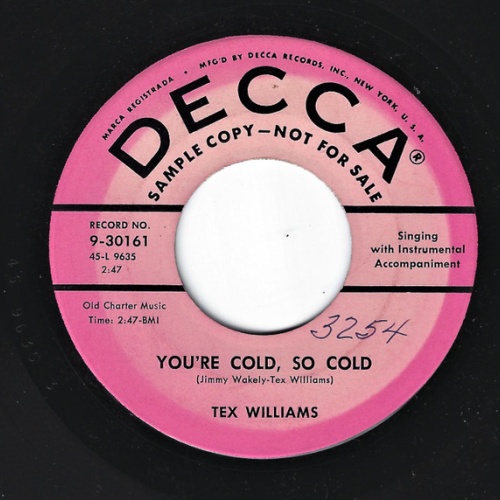 Vinyl / Tex Williams - You're Cold, So Cold