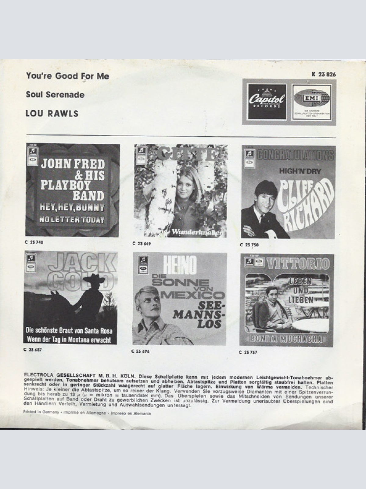 Vinyl / Lou Rawls - You're Good For Me / Soul Serenade