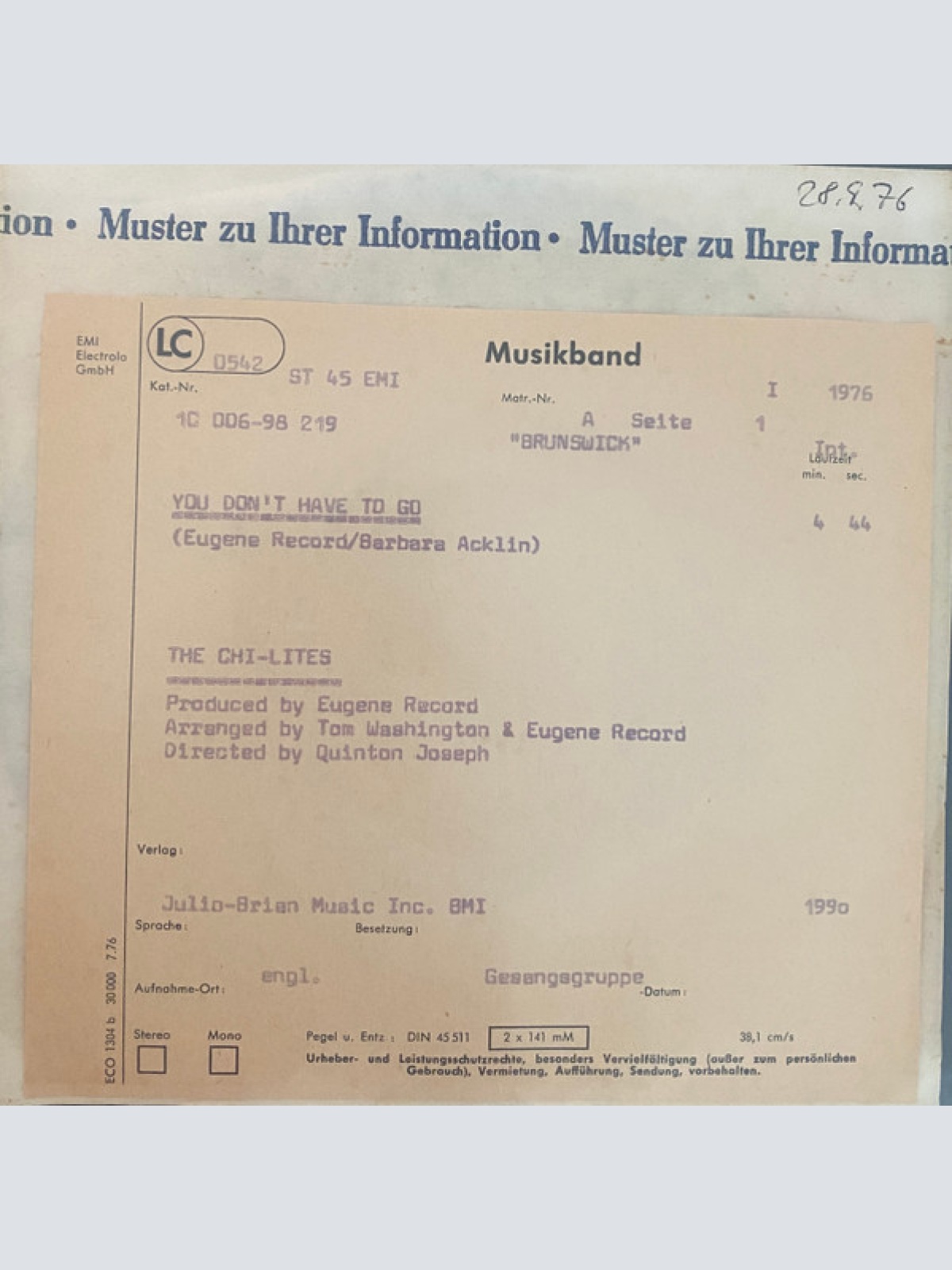 Vinyl / The Chi-Lites - You Don't Have To Go